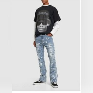 HOMME+FEMME TWILIGHT DENIM SPOT WASHED BLUE SIZE 32